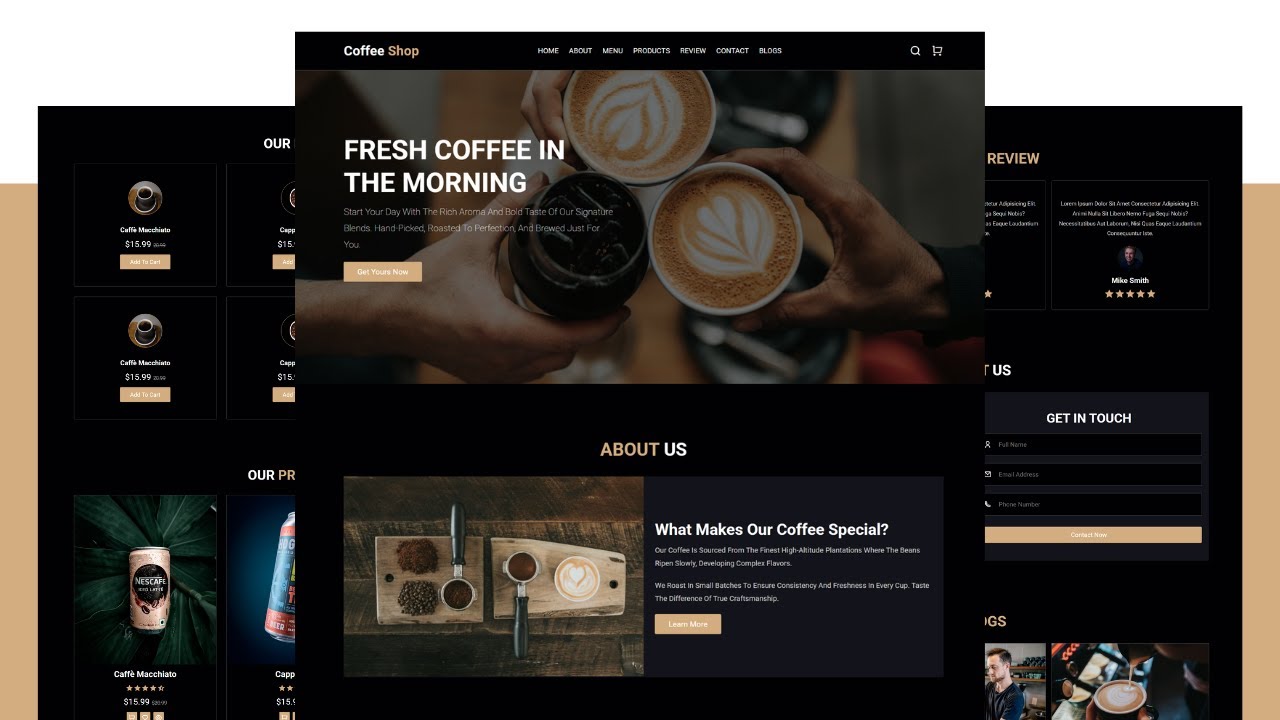 Build & Deploy a Modern Coffee Shop Website | HTML, CSS, JS & Netlify