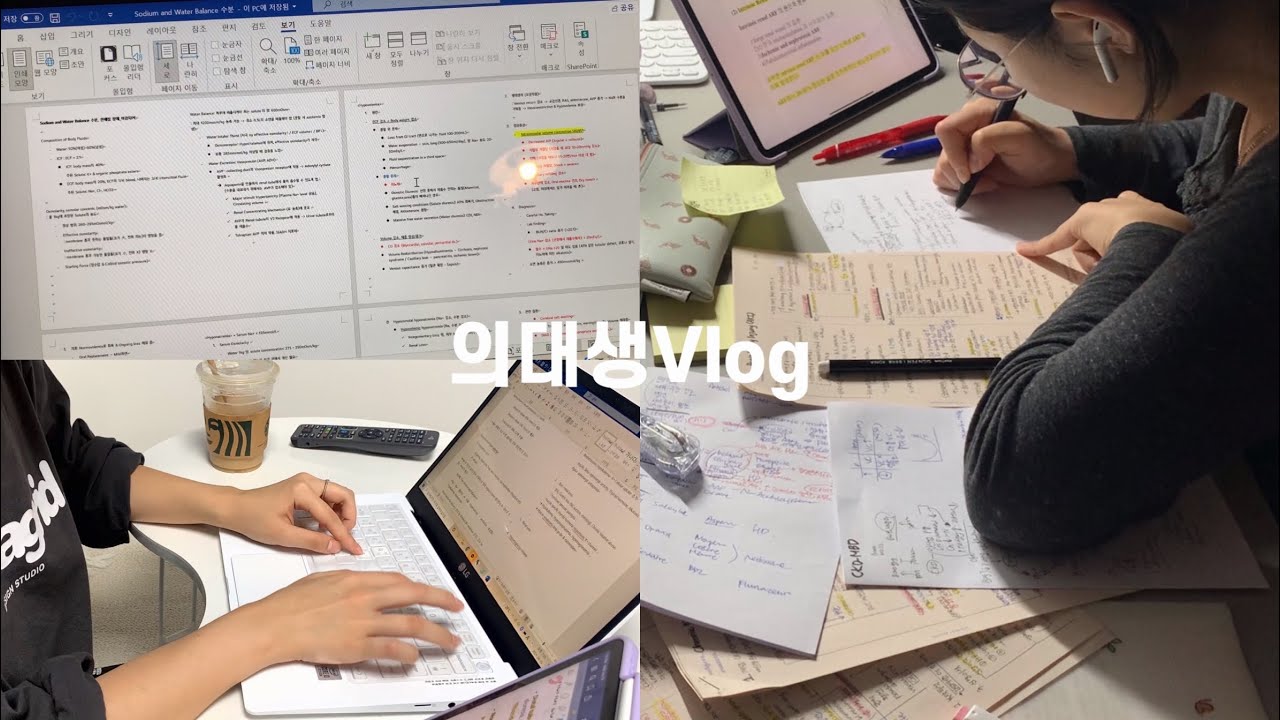 (Eng) 의대생vlog | 본과 2학년 신장내과 시험 전 96시간🔥, 역대급.. 멘붕🤯, 워드 정리본, 공부자극