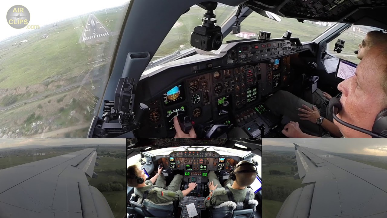 German Air Force Airbus A310 BREATHTAKING split screen landing, COCKPIT VIEW!!! [AirClips]