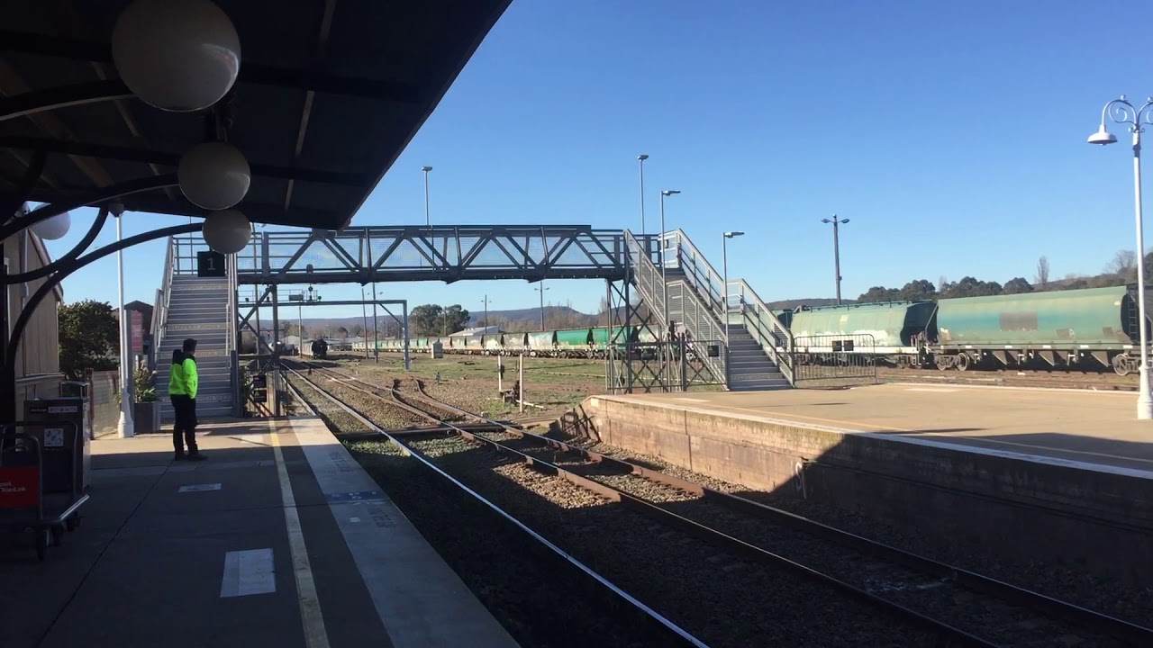 RARE: QUBE logistics container train with 2x CF classes leading it past Goulburn NSW