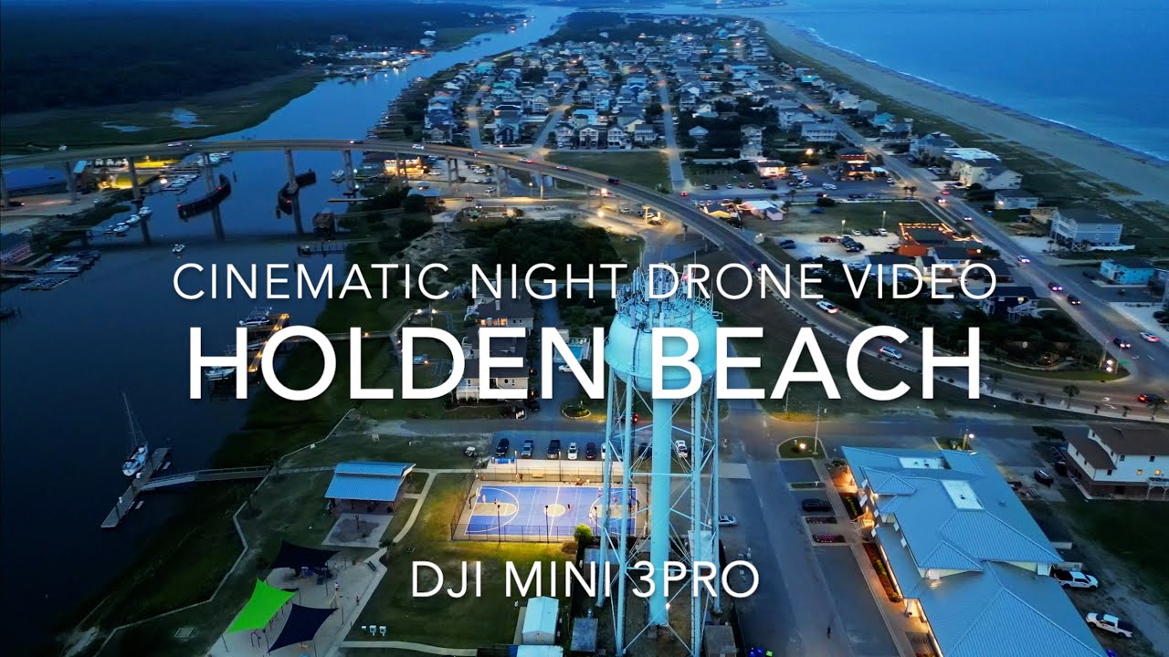 Cinematic Night Drone Video Holden Beach, North Carolina-Oak Island Light House DJI Mini 3 Pro