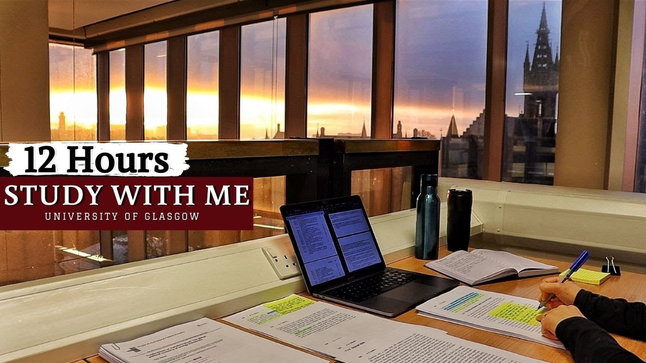 12 HOUR STUDY WITH ME at the LIBRARY | University of Glasgow,Background noise,10-min break, No Music