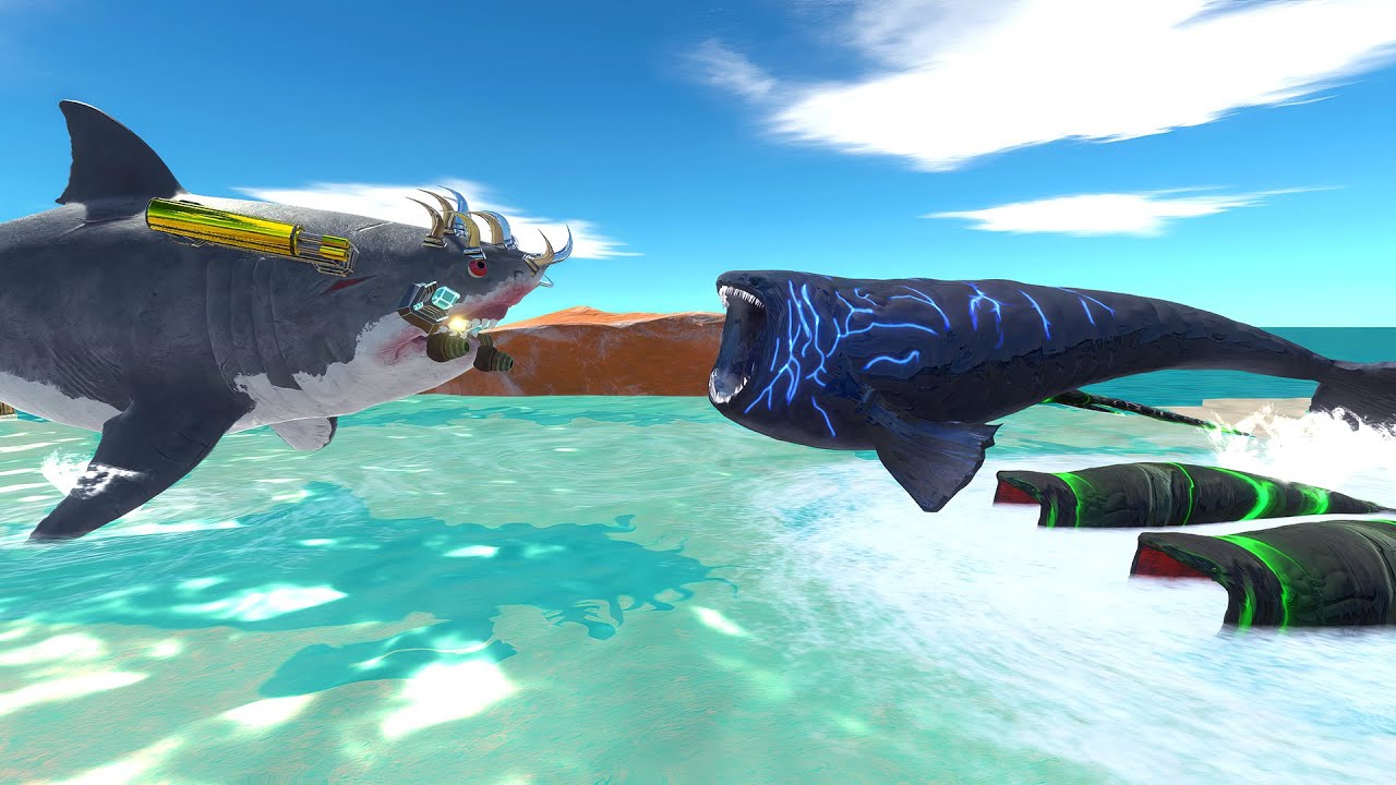 Aquatics Battle - Megalodon Upgrade Weapons VS The Bloop Team - Animal Revolt Battle Simulator