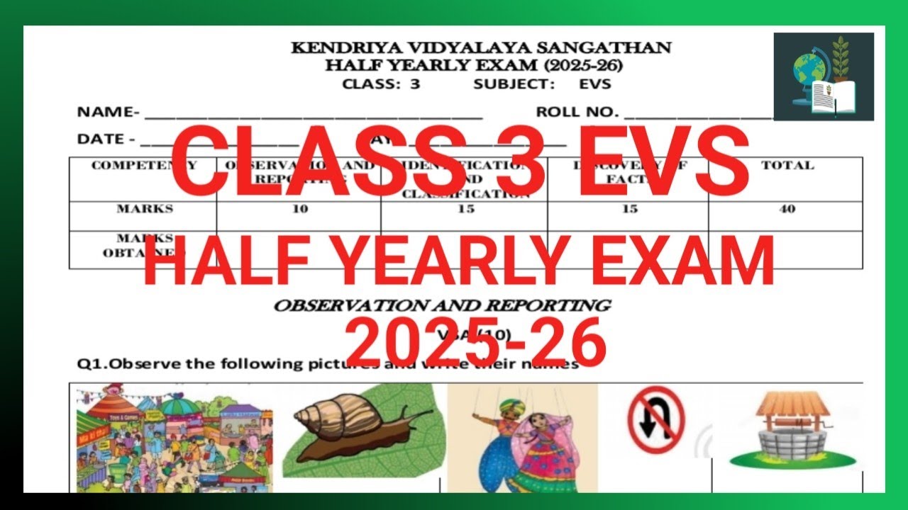 CLASS 3 EVS| HALF YEARLY EXAM 2025-26| QUESTION PAPER|SAMPLE PAPER |NCERT