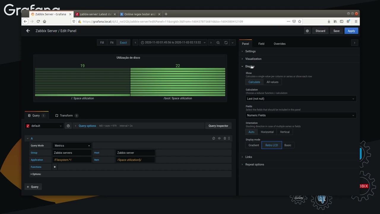 17 - Grafana Plug-in Bar Gauge (Verificando uso de disco)