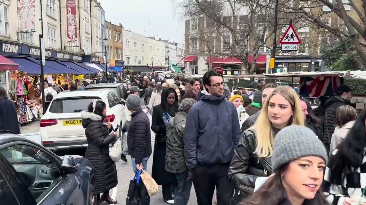 Portobello Road Market from Notting Hill Gate Station London Winter Walk   January 2026 4K HDR