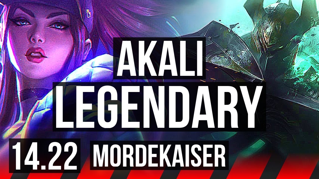 AKALI vs MORDEKAISER (TOP) | 14/3/7, Legendary | KR Diamond | 14.22