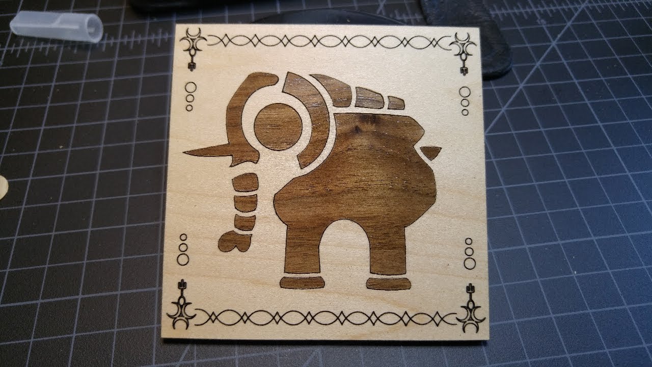Vah Ruta Coaster with inlay made on a Glowforge