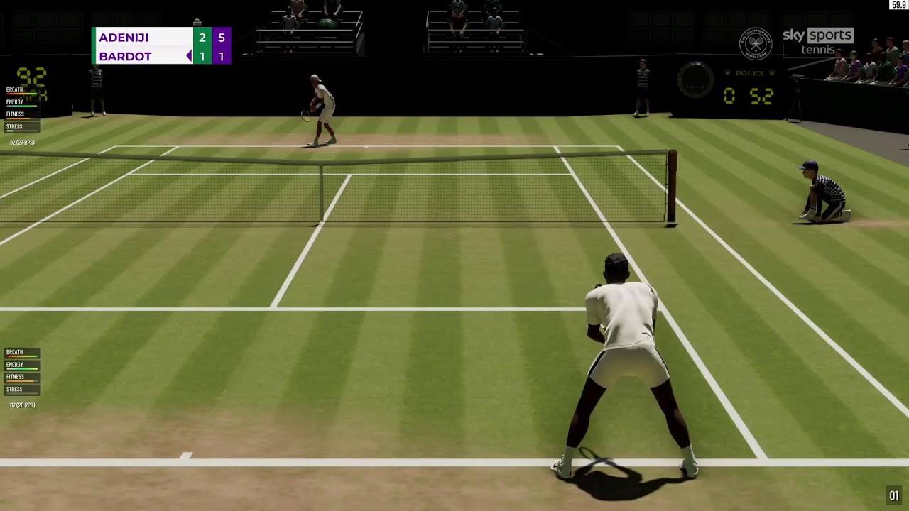 Tennis Elbow 4(PS5) :Career Mode 2026 Wimbledon Final T.Adeniji vs A.Bardot