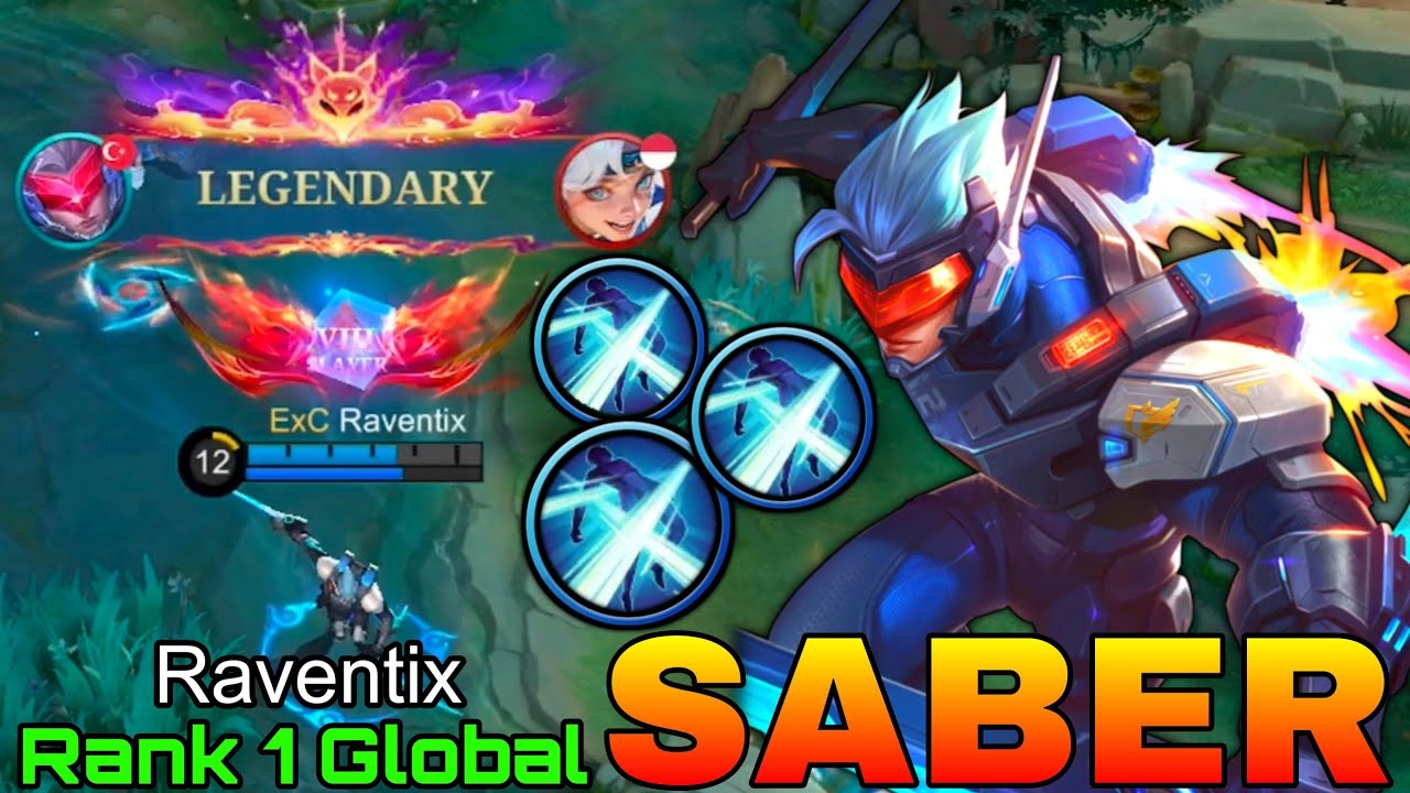 Another One Bites the Dust! Saber Legendary Gameplay - Top 1 Global Saber by Raventix - MLBB 