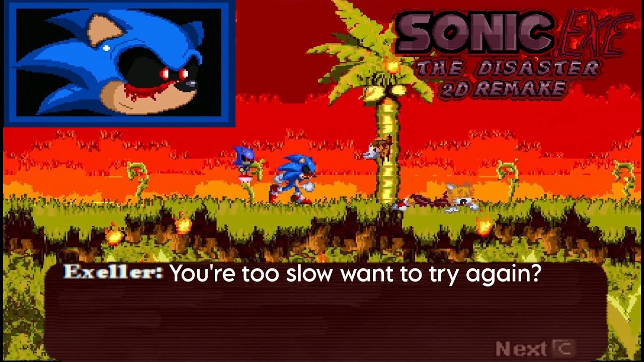 Sonic.exe The Disaster 2D Remake моменты - Ты слишком медленный, хочешь попробовать еще раз?
