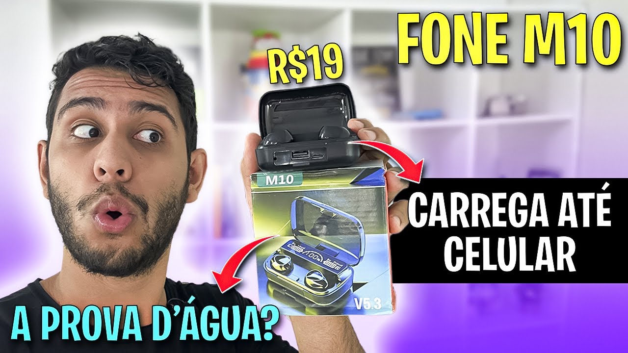 Fone Bluetooth M10 Tws: SUPER BARATO e até CARREGA seu CELULAR! Vale a pena? Unboxing e review