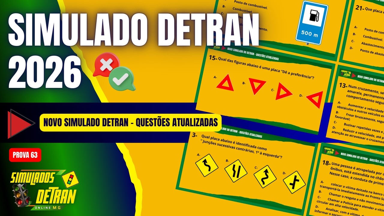 SIMULADO DETRAN 2026: 30 QUESTÕES QUE MAIS CAEM NA PROVA DO DETRAN #simuladodetran2026