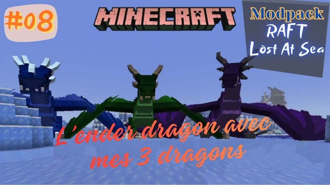 Minecraft - EP08 et Fin - On va tuer l'Ender dragon avec mes 3 dragons. #Lostatsea #100jours