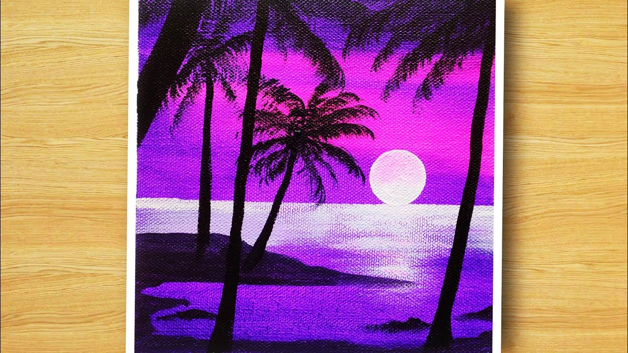 New Painting | Monochromatic Painting acrylic | Monochrome purple landscape | Paint With Me #94