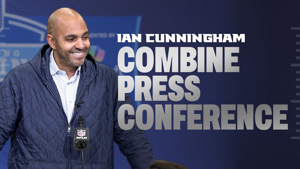 Atlanta Falcons GM Ian Cunningham speaks to the media at the NFL Scouting Combine | Press conference