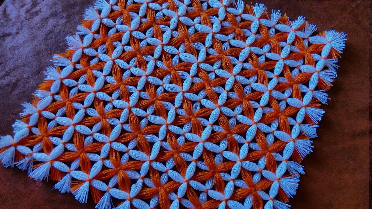 طريقة مفرش النول بغرزة جميلة/عودة مفارش النول للقناة من جديدhow to make a Pom pom blanket