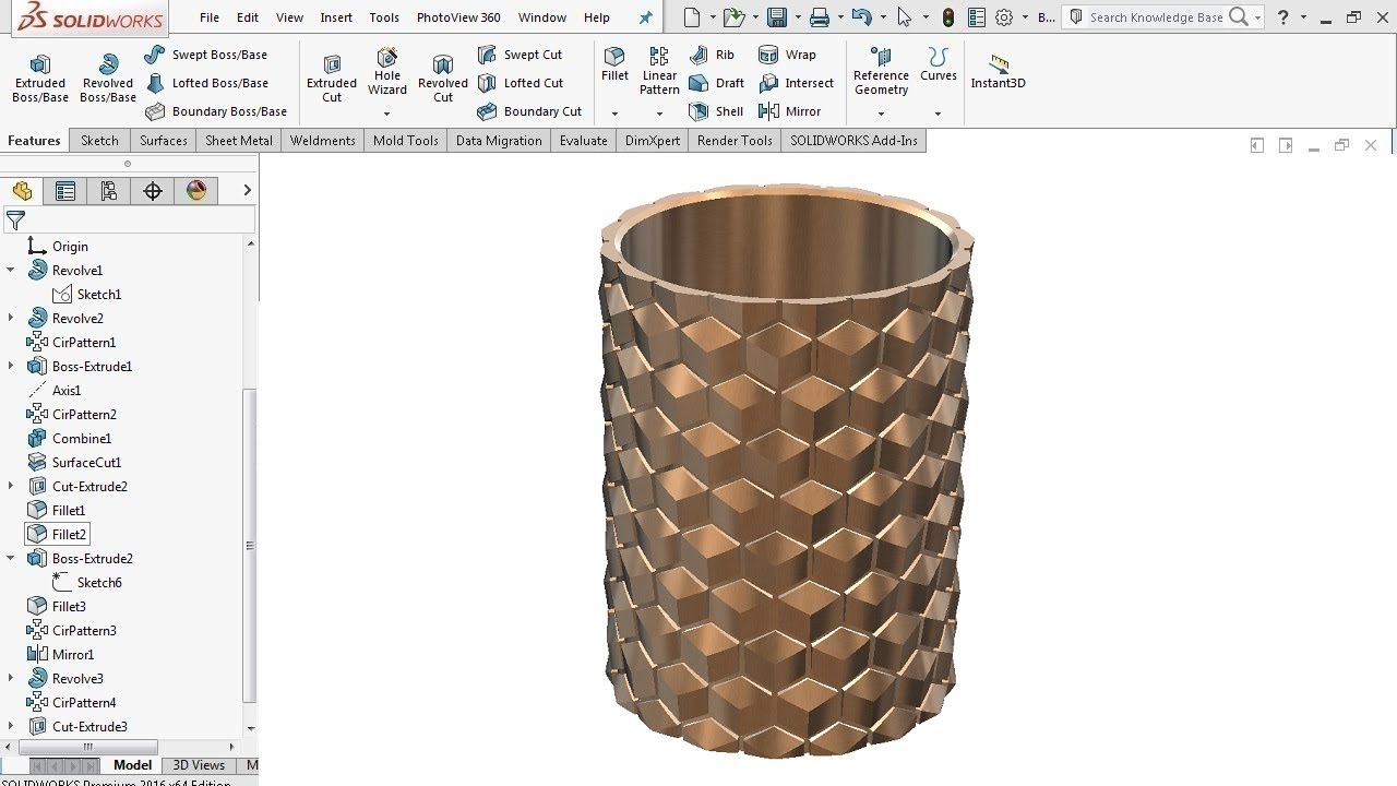 Hexagon Pencil Holder - SolidWorks