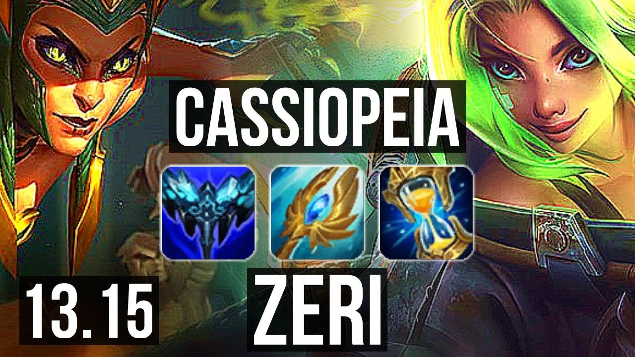 CASSIOPEIA & Nautilus vs ZERI & Zilean (ADC) | 14/1/7, 2.7M mastery, Legendary | KR Master | 13.15
