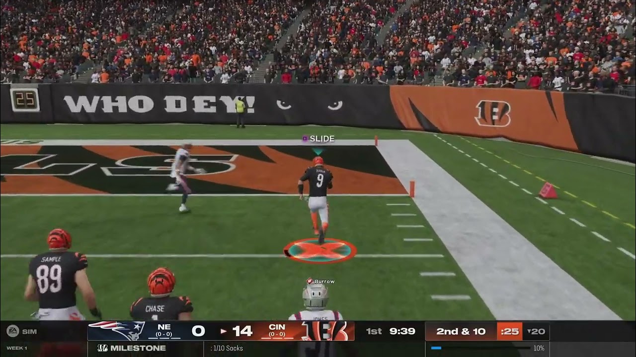 Madden NFL 25 ne vs cin franchise 1st quarter wk1 y1 edited