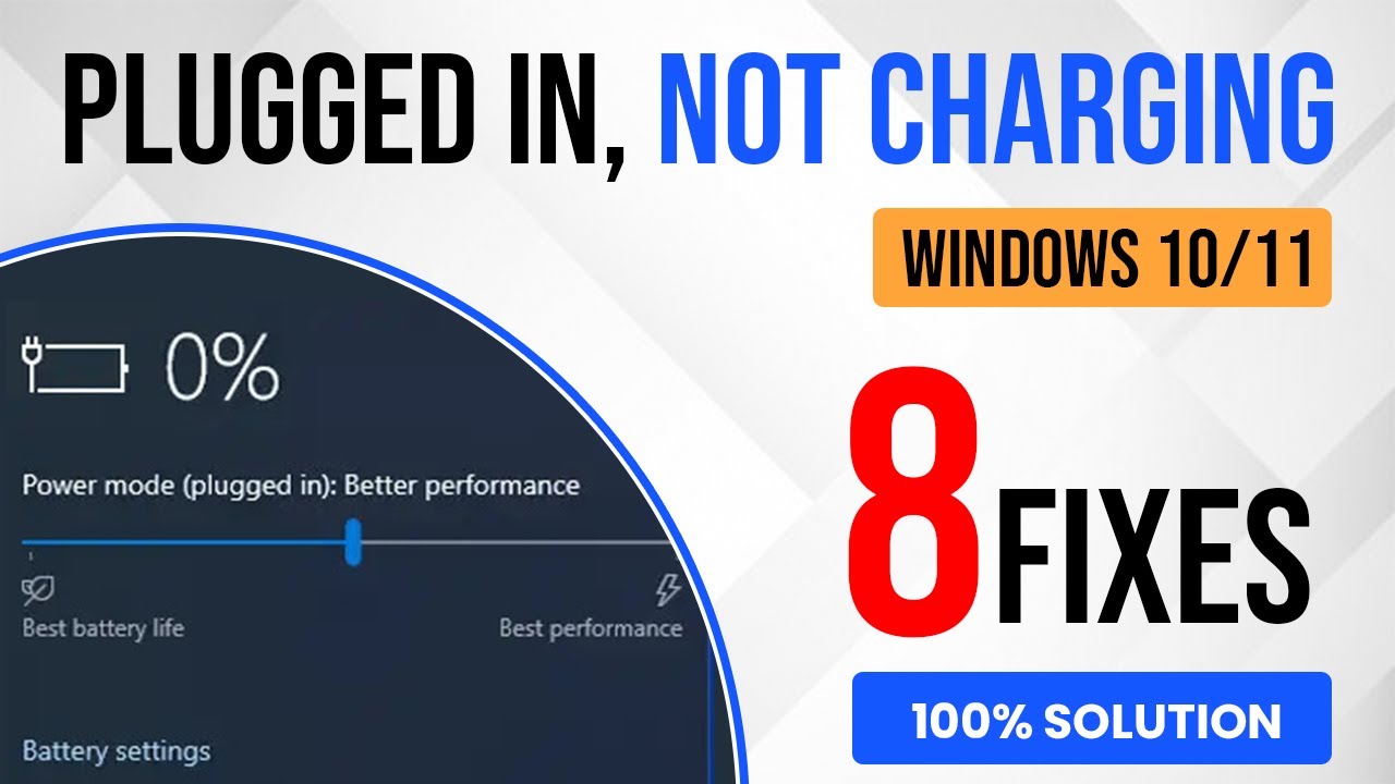 Laptop Battery Not Charging | Plugged In, Not Charging Solution | 8 Fixes