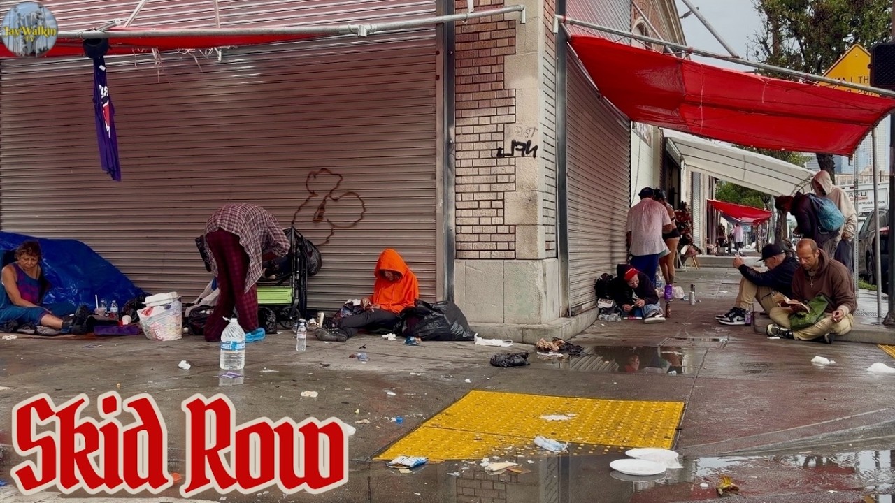 Летний ливень в конце сезона 🌧️/Везде мусор 🗑️ Эп&bull; 86 | Центр Лос-Анджелеса, Калифорния 🇺🇸 [4K]