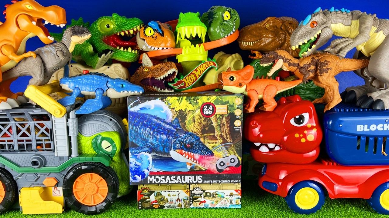Jurassic World Unboxing Review Asmr Dinosaur T-rex Mosasaurus Triceratops Giga Hotwheels Dino Raptor