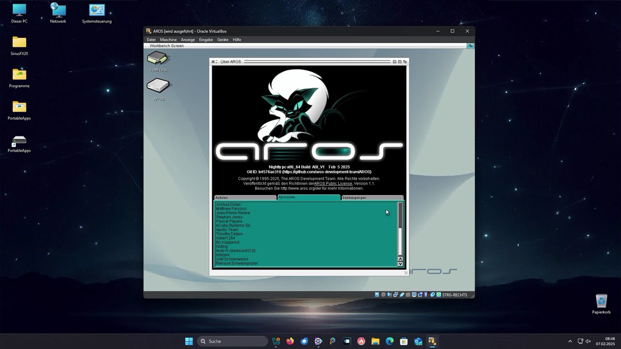 VirtualBox: AROS Installation