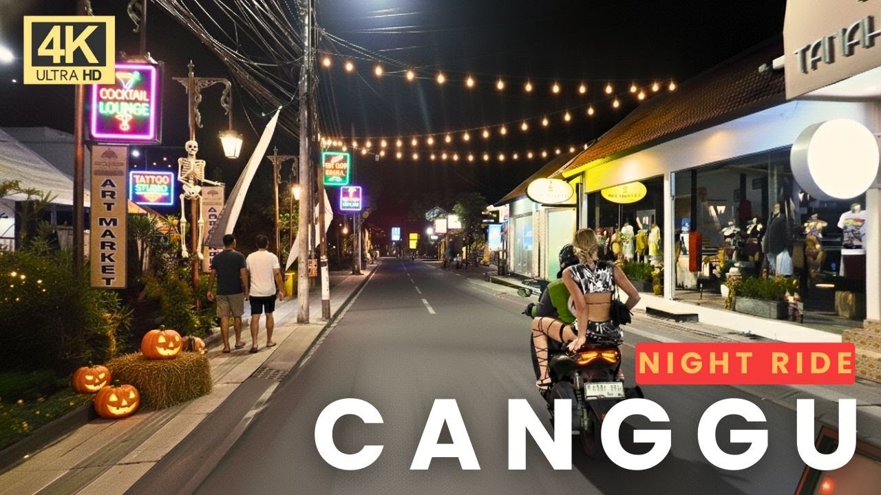 4K Bali Canggu Halloween Night Ride 🎃 | Virtual Motorbike Tour Through Bali Nightlife