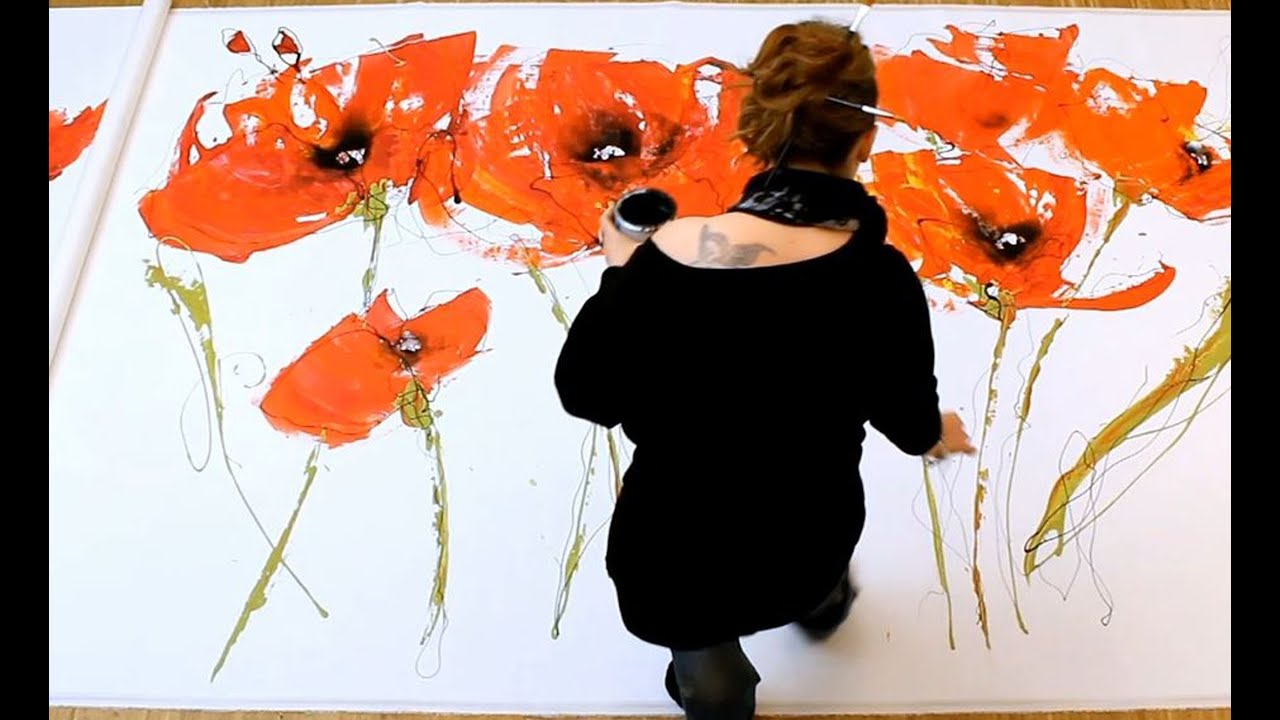 Abstract floral acrylic Painting demo XL - Abstrakte florale Malerei XL -zAcheR-fineT
