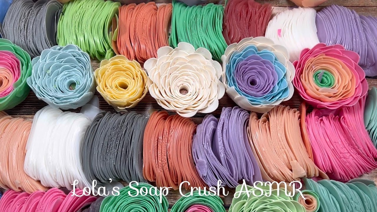 ASMR soap crushing!! LOTS of soap plates and Giant soap roses, made with super crunchy Korean soaps!