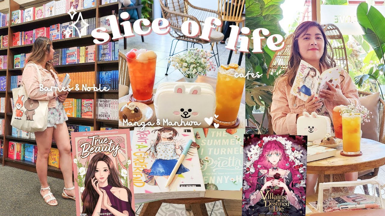 slice of life vlog ✨ barnes & noble bookstore, manga/manhwa, reading at cafes, kdrama, & tennis 📚🧋