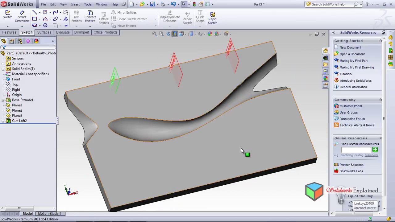 cut loft, multiple cut loft and Advanced cut loft in solidworks