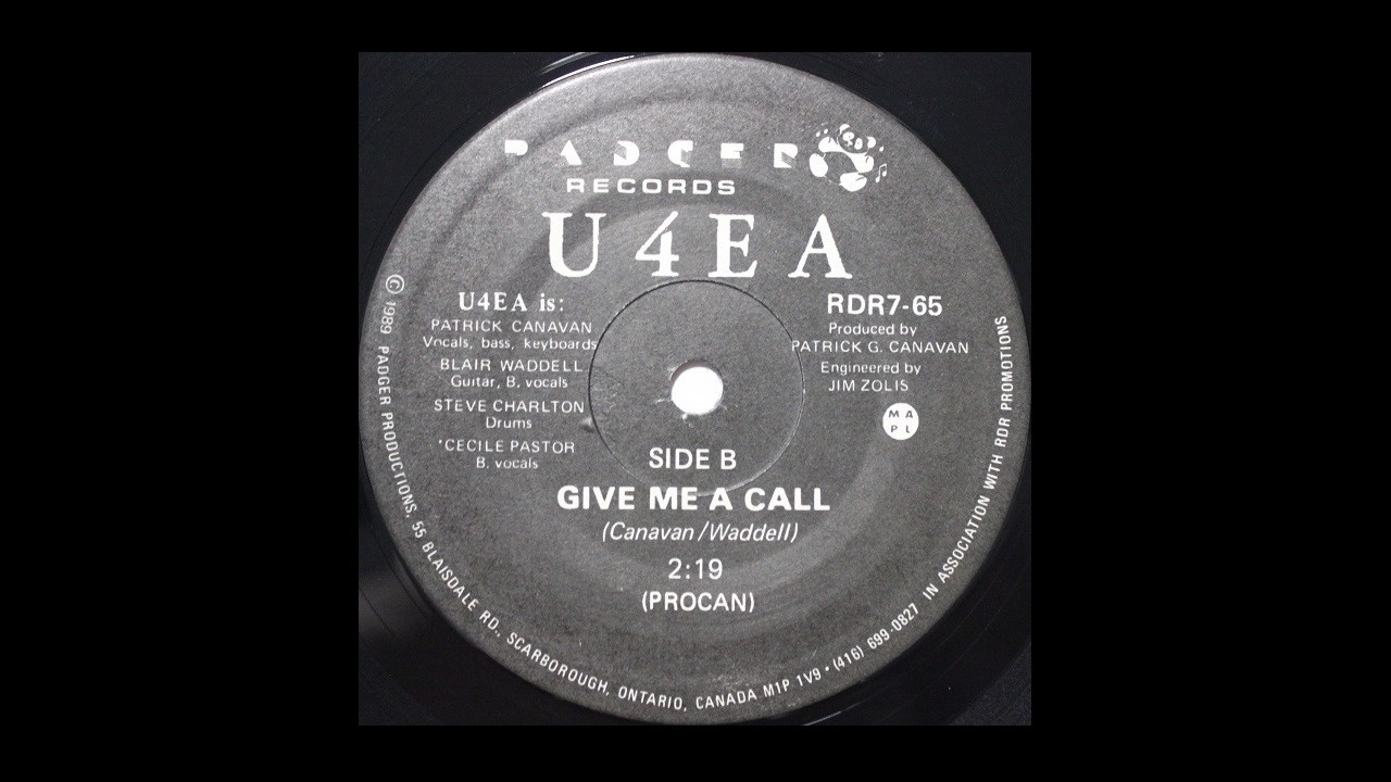 U4EA - Give Me A Call, Canadian Synth Rock 45rpm 1989
