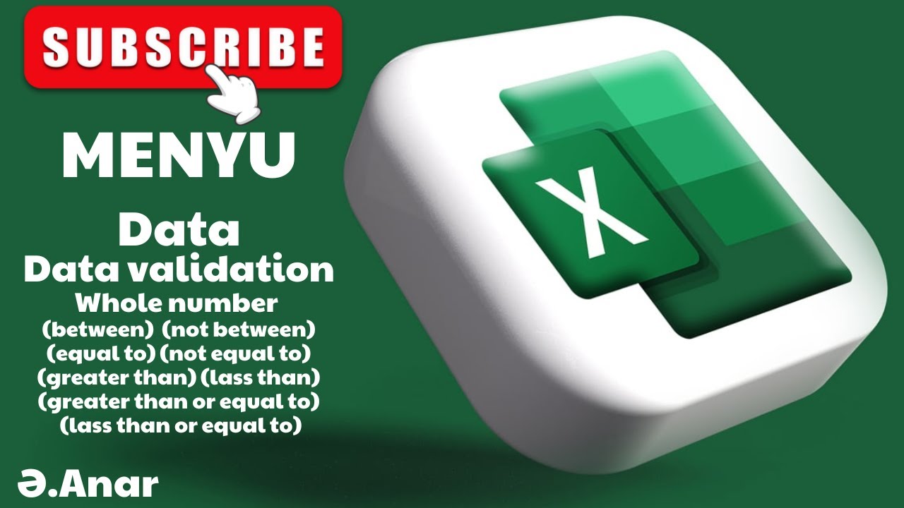 Excel Data Validation, Whole number (between, not between, equal to, not equal to, greater than...)