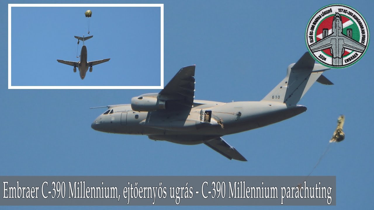 🇭🇺 Embraer C-390 Millennium, ejtőernyős ugrás - C-390 Millennium parachuting #embraer 🇭🇺