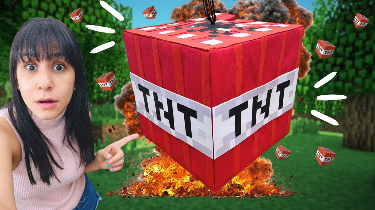 Como hacer piñata TNT 🧨🧨🧨 de MINECRAFT ⛏️⛏️⛏️  | DIY: Hice la dinamita de Minecraft 🧨⛏️🧨