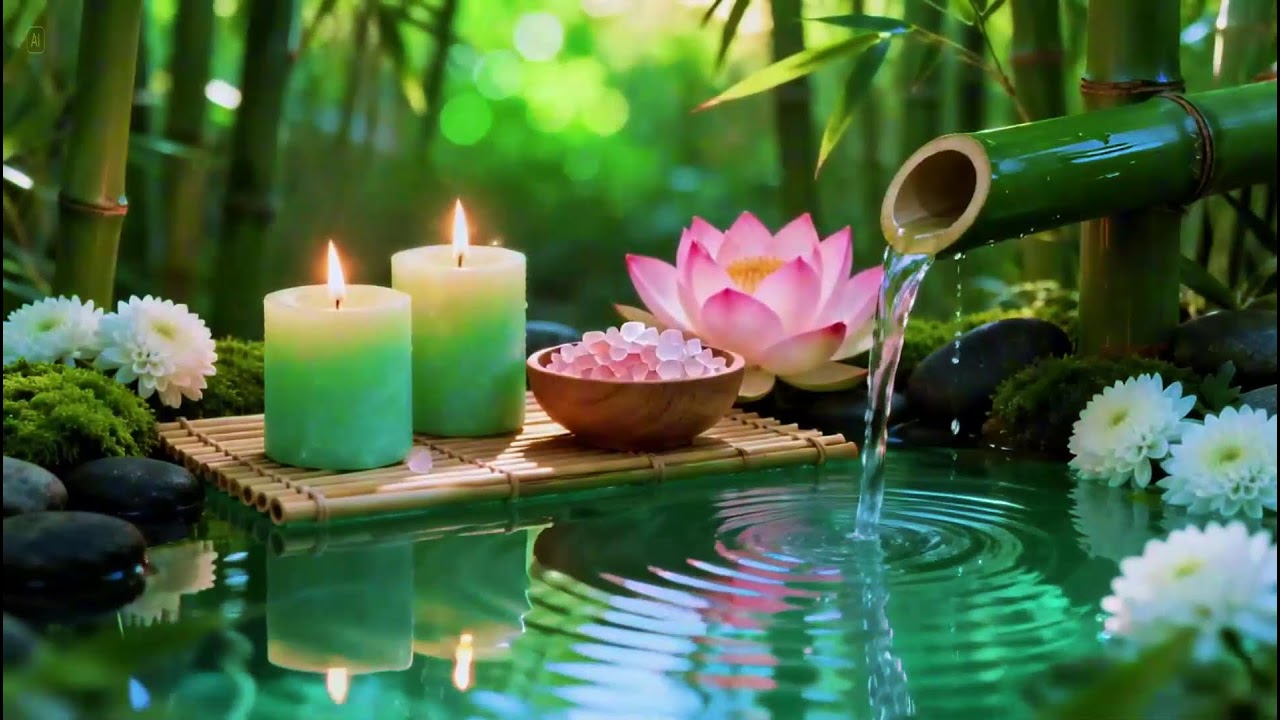 Calming Music for Sleep, Relax, Meditation🌿 Bamboo Water Fountain, Relieves Stress, Calm Anxiety