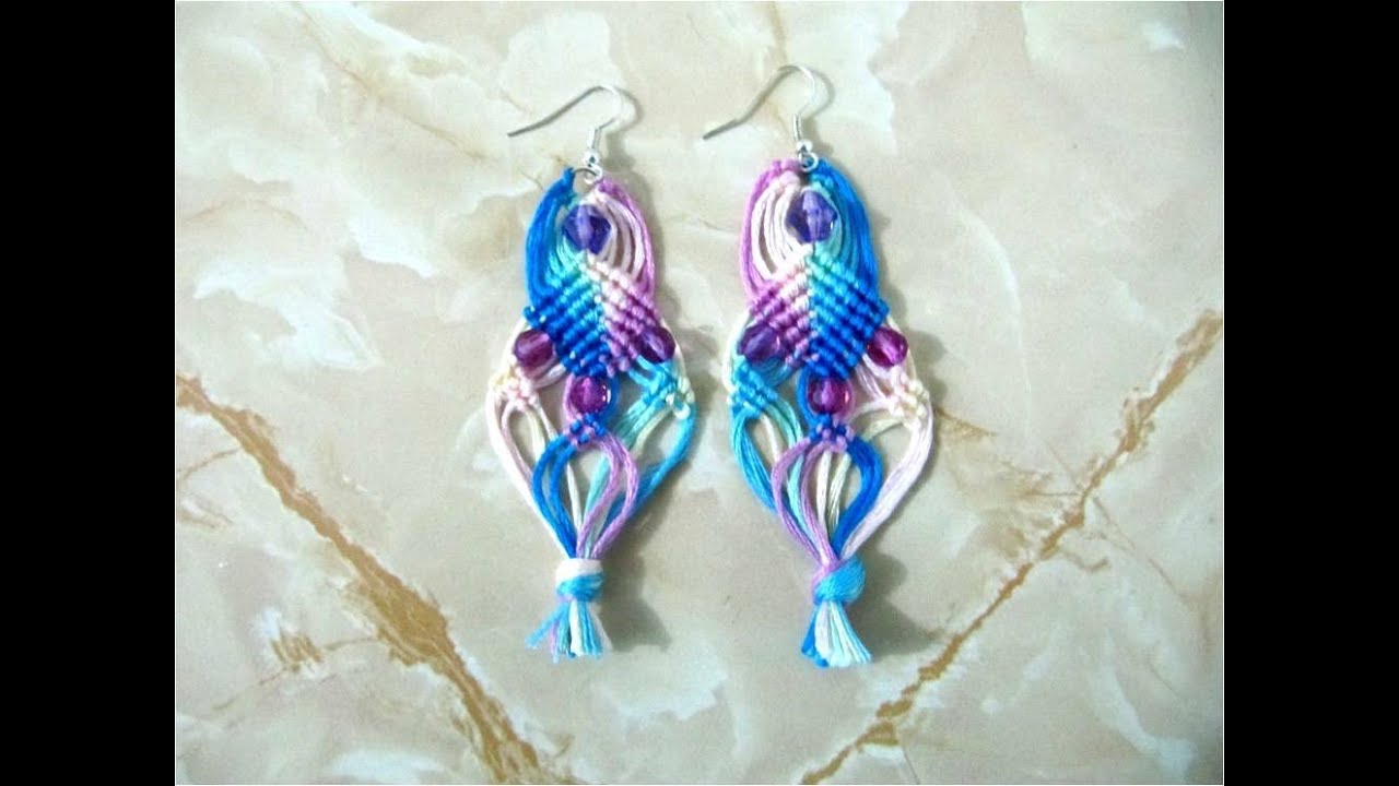 DIY aretes nudos macramé con arabescos - DIY earrings macrame knots with arabesques