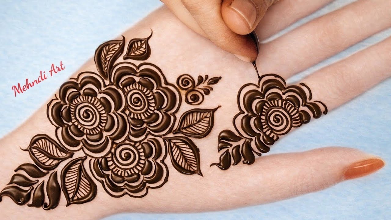 Easy mehndi design flower simple andbeautiful | Simple mehndi designs for handsarabic style
