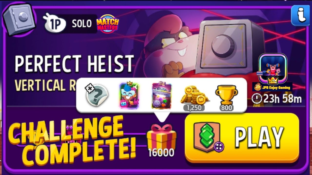 Vertical Rush+Super Sized Solo Challenge Perfect Heist 16000 Score /Match Masters