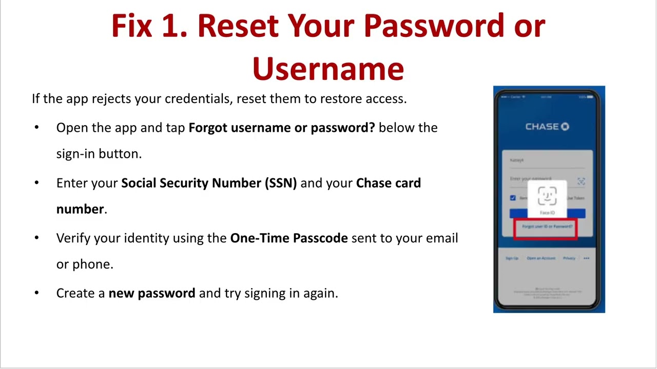 How to Fix Chase App Not Letting You Sign In &ndash; Password Reset, Biometrics & Error Fix