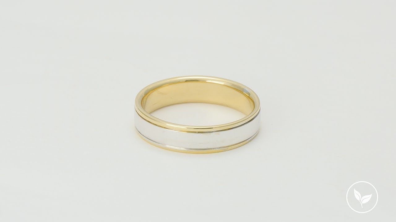 Classic Flat Edge Two Tone 5mm Wedding Ring