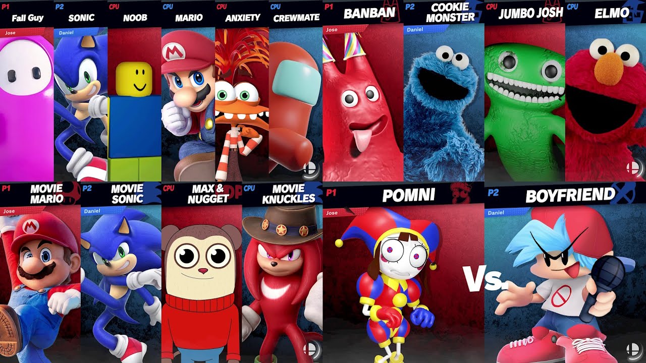 Team Sonic vs Team Anxiety | Movie Mario vs Max Design Pro in Super Smash Bros Ultimate