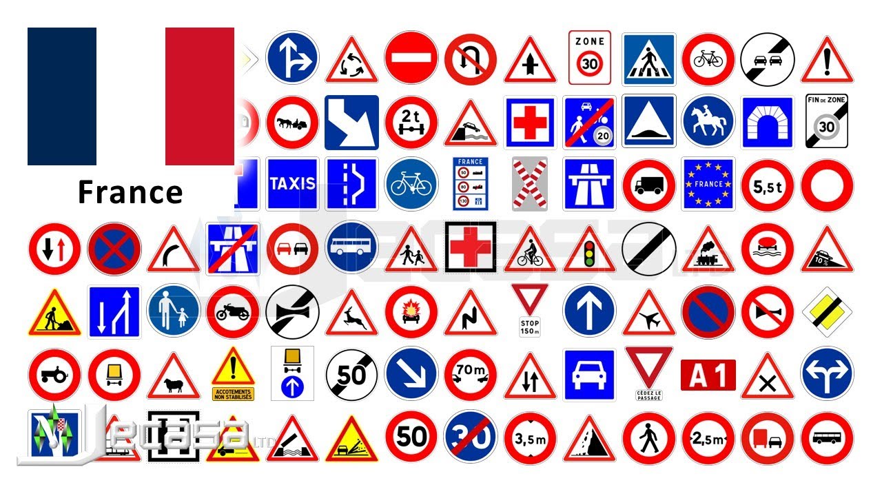 Traffic-Road Signs in France (Paris, Marseille, Lyon, Toulouse, Nice)| English Vocabulary