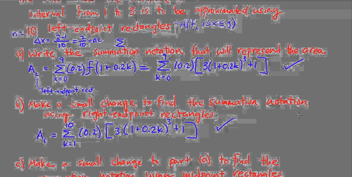 CPM Precalculus 2-158 - Left endpoint, Right endpoint, Midpoint rectangles