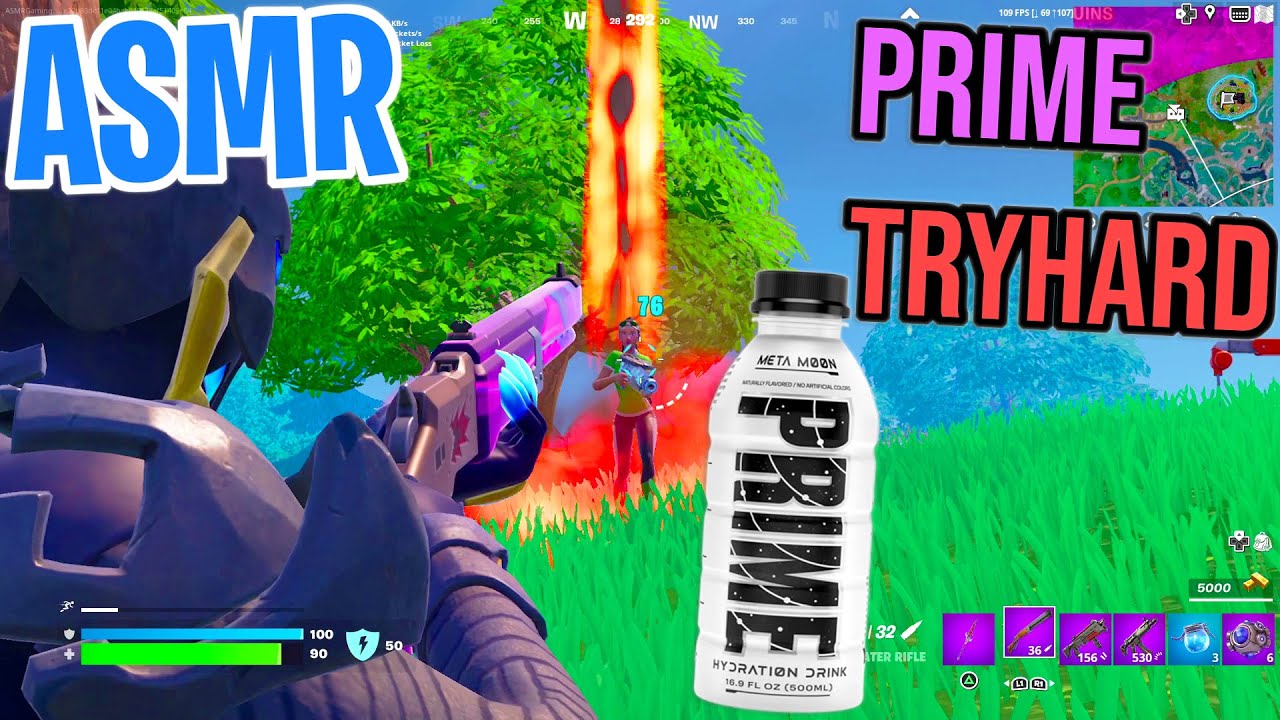 ASMR Gaming 😴 Fortnite Prime Tryhard! Relaxing Taste Test 🎮🎧 Controller Sounds + Whispering 💤