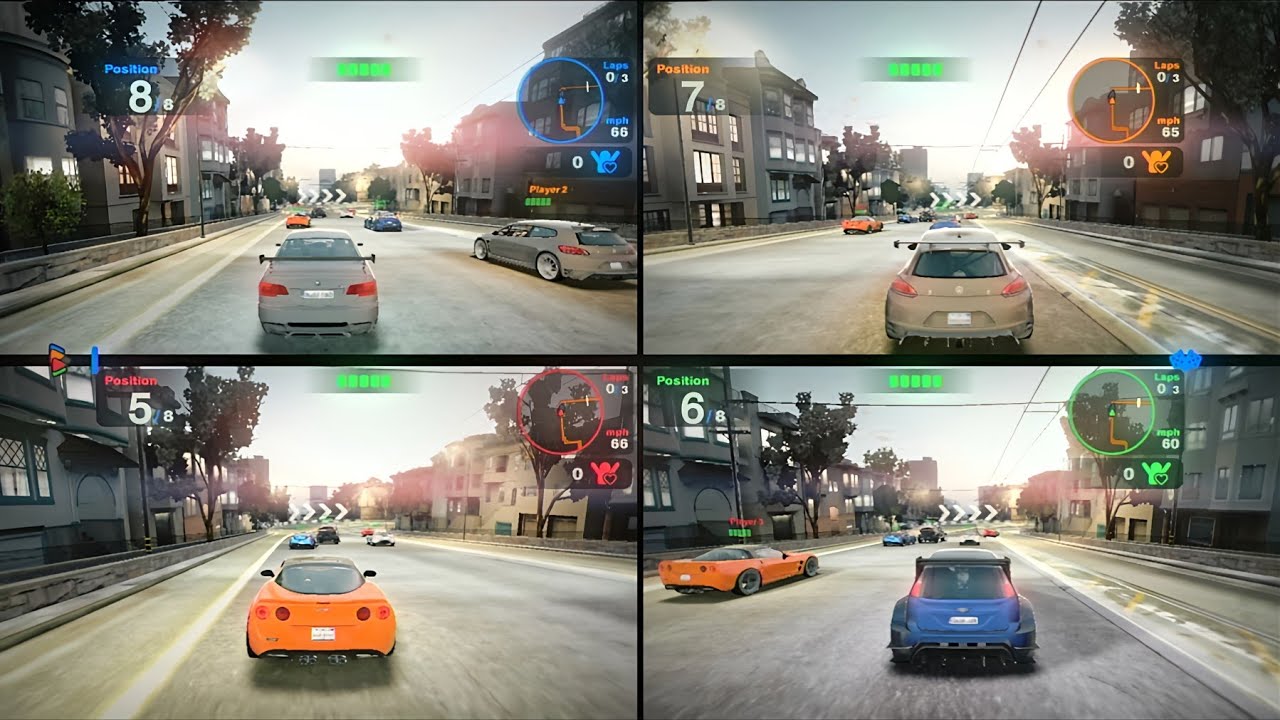 Blur Multiplayer 4 Players Gameplay