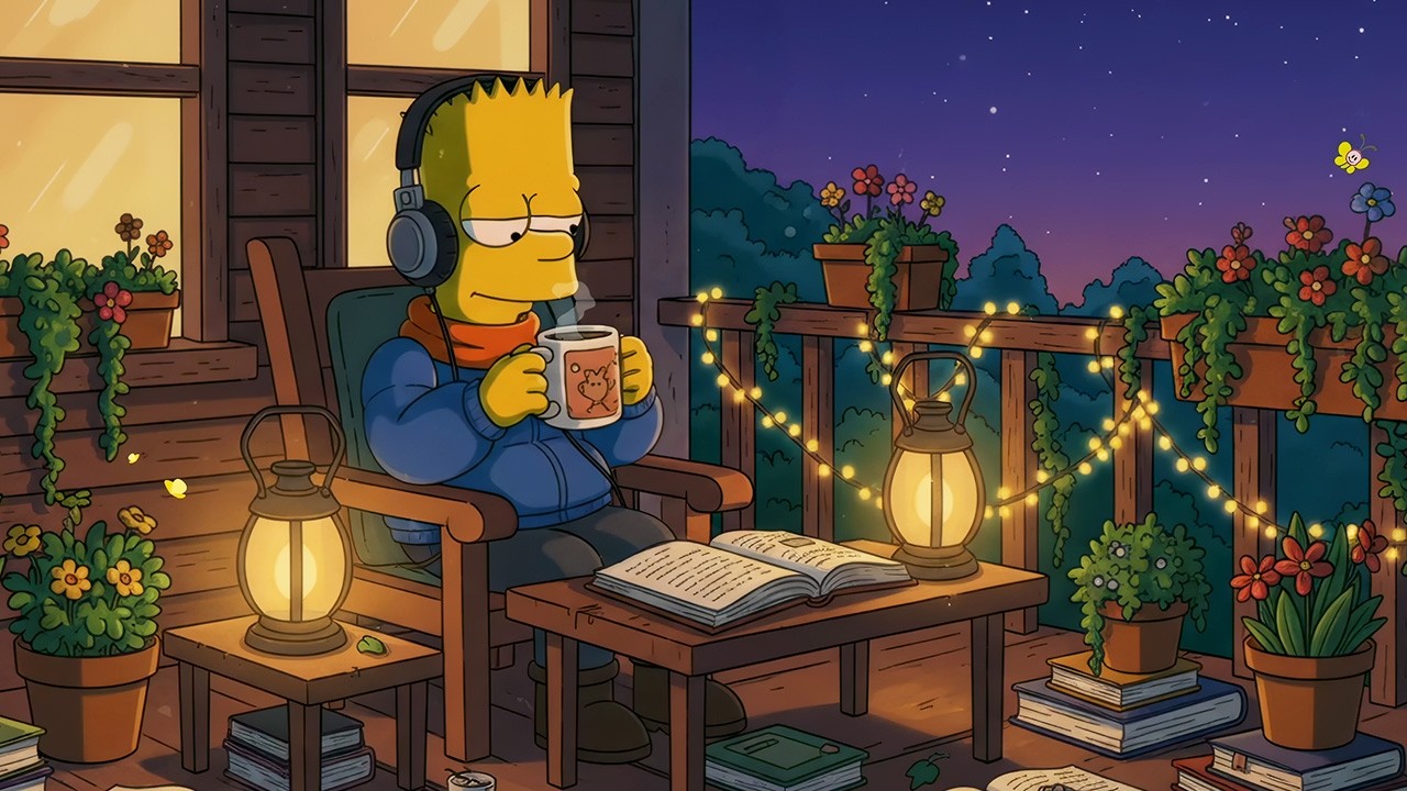 Late Night Study with Bart 📖 Chill Lofi for Relaxation • Warm Coffee & Gentle Beats