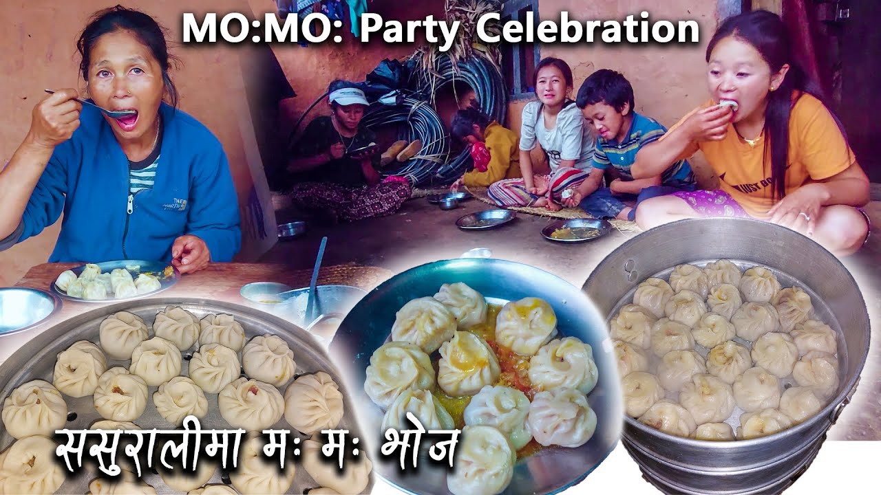 Celebrating pork MO:MO: party with sister-in-law & mother-in-law's family || Mo:Mo making and Eating